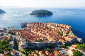 Wedding photogapher, Dubrovnik, Croatia. Aerial landscape at the summer.