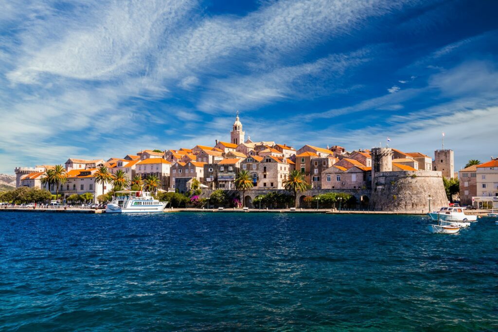View of Korcula old town on Korcula island, Croatia